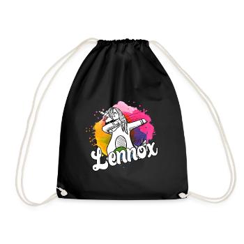 LENNOX - Schöner Jungen Name mit Coolem Einhorn - Turnbeutel - Schwarz - Vorne