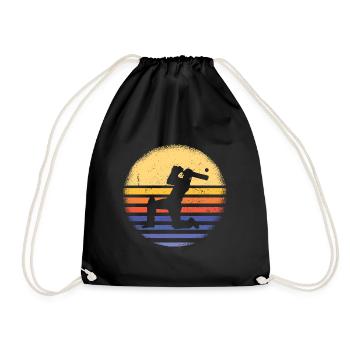 Sport Retro Sunset Cricket - Drawstring Bag - black - Front