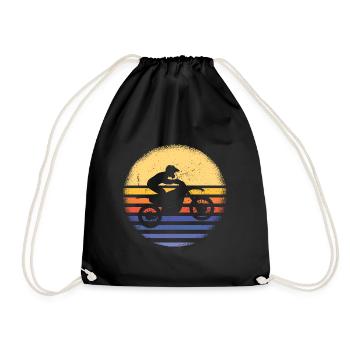 Sport Retro Sunset Motocross - Drawstring Bag - black - Front
