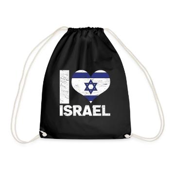 Israel Love Israeli Flag Gift Israel - Drawstring Bag - black - Front