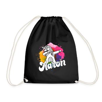 AARON - Beautiful Boy Name with Cool Unicorn - Drawstring Bag - black - Front