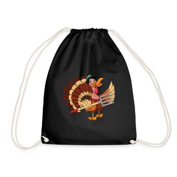 Bird Lover Animal Gift Funny Turkey - Drawstring Bag - black - Front