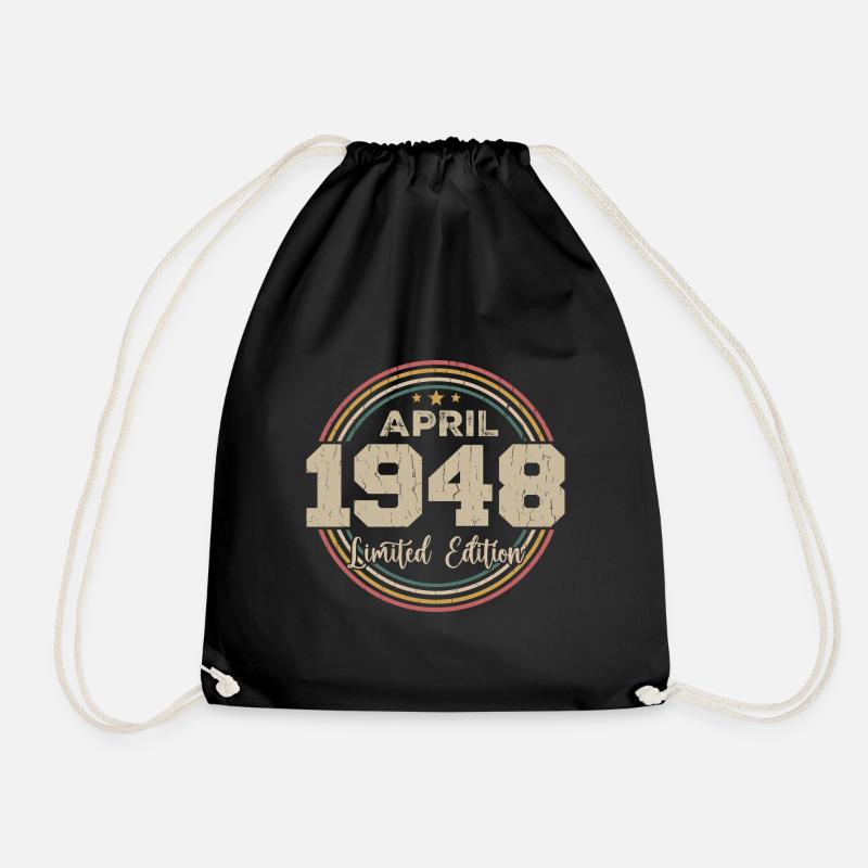 April 1948 Retro April 1948 Geburtstagsgeschenk - Turnbeutel - Schwarz