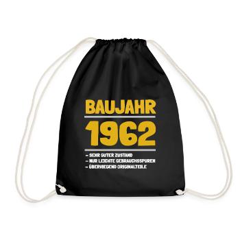 Die Geschenkidee für alle Jahrgang 1962 - Turnbeutel - Schwarz - Vorne