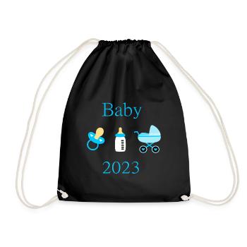 Baby 2023 Geburt Junge Vorlage personalisierbar - Turnbeutel - Schwarz - Vorne