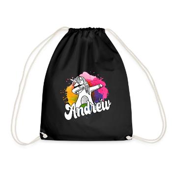 ANDREW - Beautiful Boy Name with Cool Unicorn - Drawstring Bag - black - Front