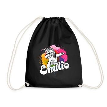 EMILIO - Beau nom de garçon avec licorne cool - Sac de sport léger - noir - Devant
