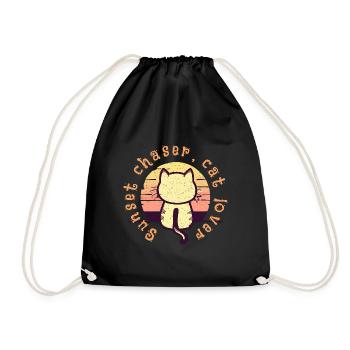 Sunset hunters and cat lovers - Drawstring Bag - black - Front