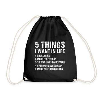 Sport 5 choses que je veux dans la vie Équitation - Sac de sport léger - noir - Devant