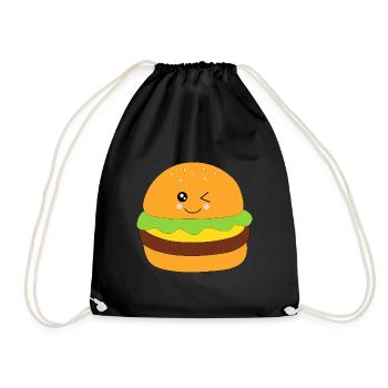 Burger, fast food, essen, kochen - Turnbeutel - Schwarz - Vorne