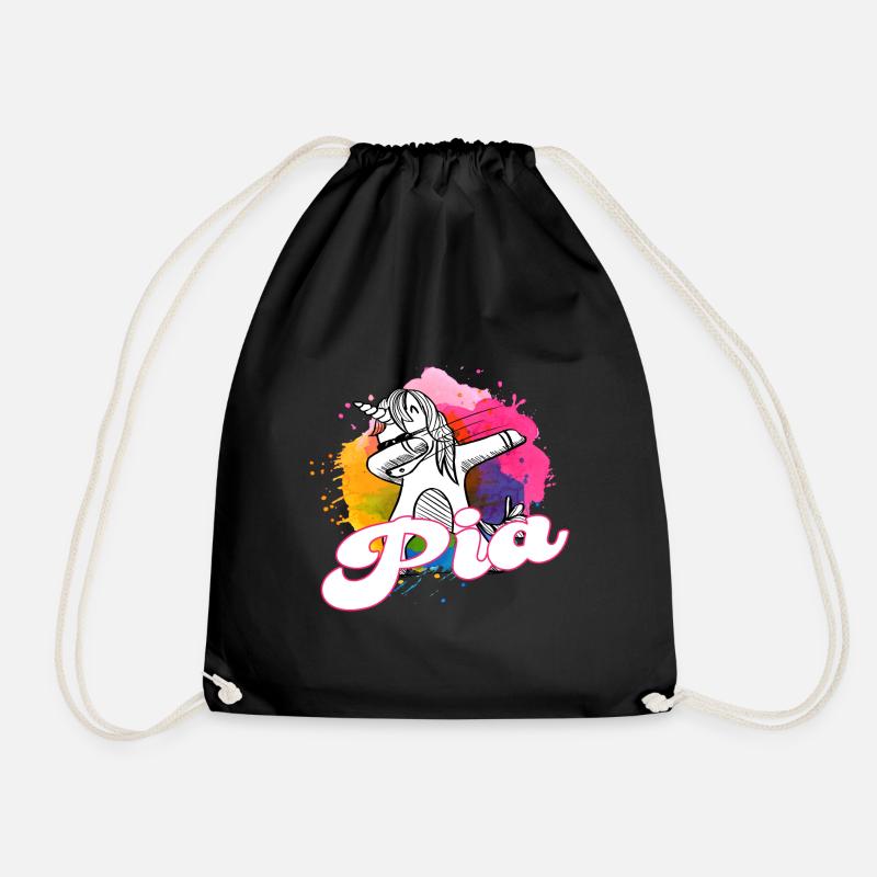 PIA - Schöner Name mit dabbing Einhorn - Turnbeutel - Schwarz