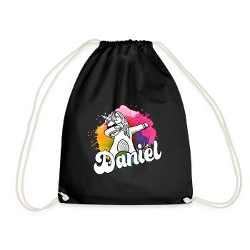 DANIEL - Beau nom de garçon avec licorne cool - Sac de sport léger - noir - Devant