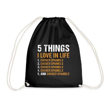 Chien 5 choses que j’aime dans la vie Corgi - Sac de sport léger - noir - Devant
