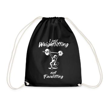 Weightlifting not facelifting weightlifter - Drawstring Bag - black - Front
