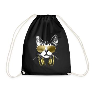 Dj Cat Bling - Drawstring Bag - black - Front