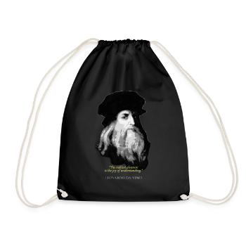 Leonardo Da Vinci Quote - Drawstring Bag - black - Front