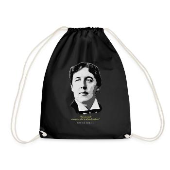 Oscar Wilde Quote - Drawstring Bag - black - Front