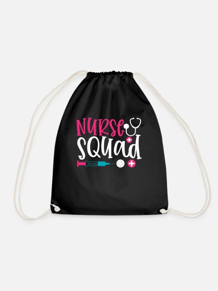 Saying nurse squad - Drawstring Bag - black