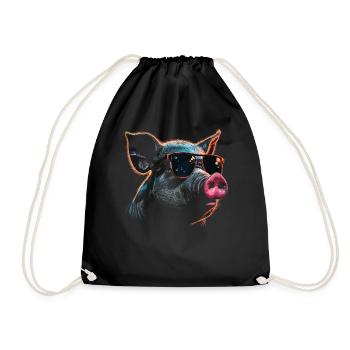 Pig Sunglasses - Drawstring Bag - black - Front