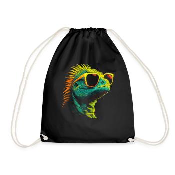 Iguana Eidechse Sonnenbrille - Turnbeutel - Schwarz - Vorne