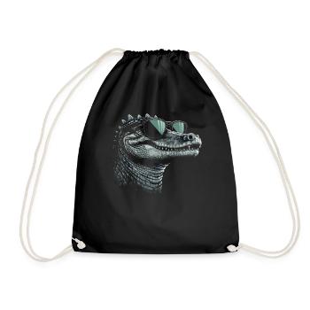 Crocodile Sunglasses - Drawstring Bag - black - Front