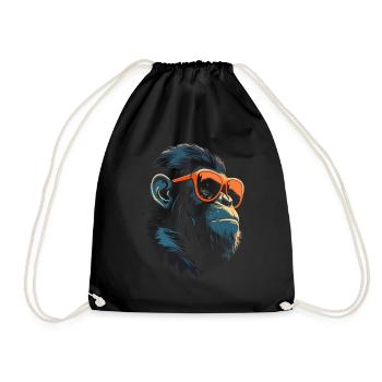 Chimpanzee Sunglasses - Drawstring Bag - black - Front