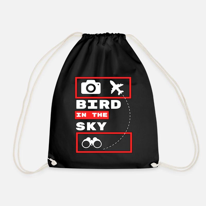 Aviation and plane design Bird in the sky - Drawstring Bag - black