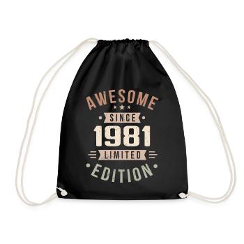 Original 1981 Jahrgang Vintage Geburtstag 1981 - Turnbeutel - Schwarz - Vorne