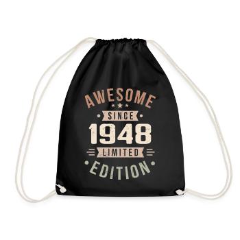 Original 1948 Jahrgang Vintage Geburtstag 1948 - Turnbeutel - Schwarz - Vorne
