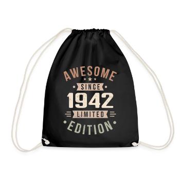 Original 1942 Jahrgang Vintage Geburtstag 1942 - Turnbeutel - Schwarz - Vorne