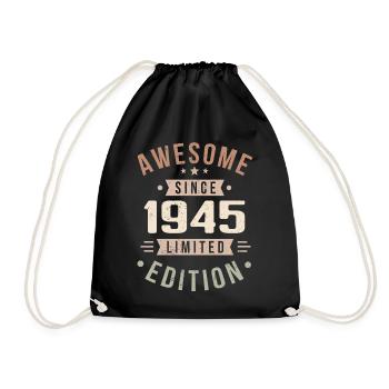 Original 1945 Vintage Vintage Birthday 1945 - Drawstring Bag - black - Front