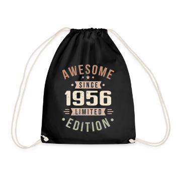 Original 1956 Jahrgang Vintage Geburtstag 1956 - Turnbeutel - Schwarz - Vorne