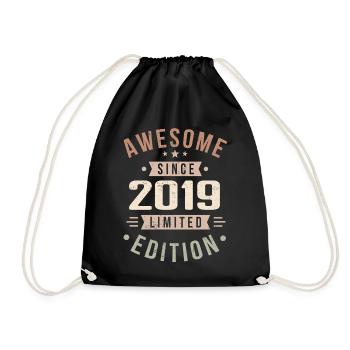 Original 2019 Jahrgang Vintage Geburtstag 2019 - Turnbeutel - Schwarz - Vorne