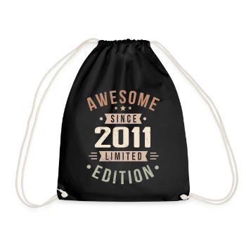Original 2011 Vintage Vintage Birthday 2011 - Drawstring Bag - black - Front