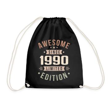 Original 1990 Jahrgang Vintage Geburtstag 1990 - Turnbeutel - Schwarz - Vorne