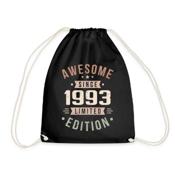 Original 1993 Jahrgang Vintage Geburtstag 1993 - Turnbeutel - Schwarz - Vorne