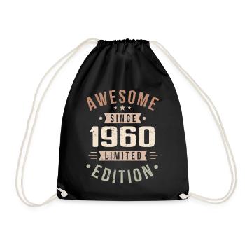 Original des années 1960 Vintage Vintage anniversaire des années 1960 - Sac de sport léger - noir - Devant