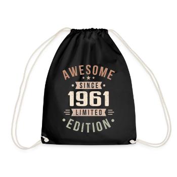 Original 1961 Vintage Vintage Birthday 1961 - Drawstring Bag - black - Front