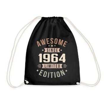 Original 1964 Jahrgang Vintage Geburtstag 1964 - Turnbeutel - Schwarz - Vorne