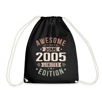June 2005 Birthday June 2005 Gift June 2005 - Drawstring Bag - black - Front