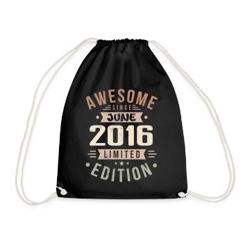 June 2016 Birthday June 2016 Gift June 2016 - Drawstring Bag - black - Front