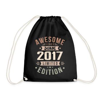 June 2017 Birthday June 2017 Gift June 2017 - Drawstring Bag - black - Front