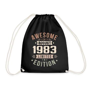 August 1983 Birthday in August 1983 Vintage 1983 - Drawstring Bag - black - Front