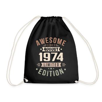 Août 1974 Anniversaire en Août 1974 Millésime 1974 - Sac de sport léger - noir - Devant