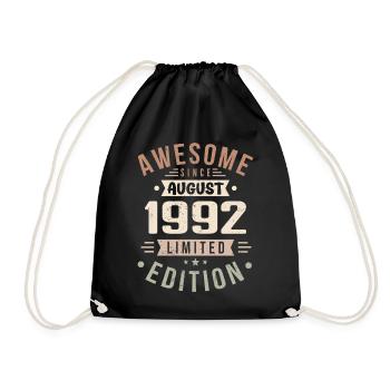 August 1992 Geburtstag im August 1992 Vintage 1992 - Turnbeutel - Schwarz - Vorne