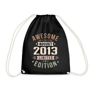 August 2013 Birthday in August 2013 Vintage 2013 - Drawstring Bag - black - Front