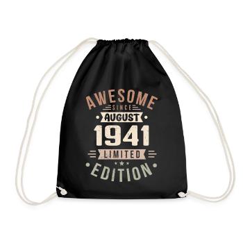August 1941 Birthday in August 1941 Vintage 1941 - Drawstring Bag - black - Front