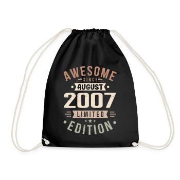 August 2007 Birthday in August 2007 Vintage 2007 - Drawstring Bag - black - Front