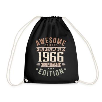 1966 September Birthday Born September 1966 - Drawstring Bag - black - Front