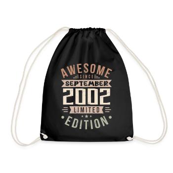 2002 Septembre Anniversaire Né Septembre 2002 - Sac de sport léger - noir - Devant